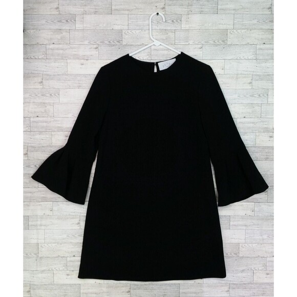 Women's Lela Rose Pearl Bell Sleeve Black Formal Shift Dress Size 6 - Picture 1 of 9